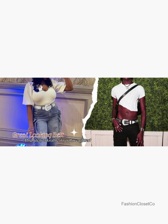 Studded Rhinestone Leather Western Belt for Jeans main image 4